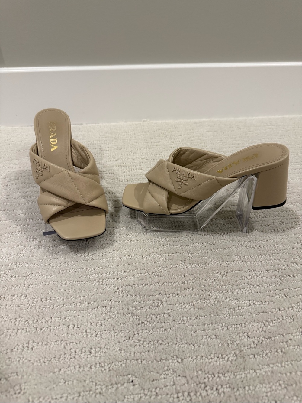 PRADA Quilted Lambskin Crisscross Slide Sandals 36 $1,150